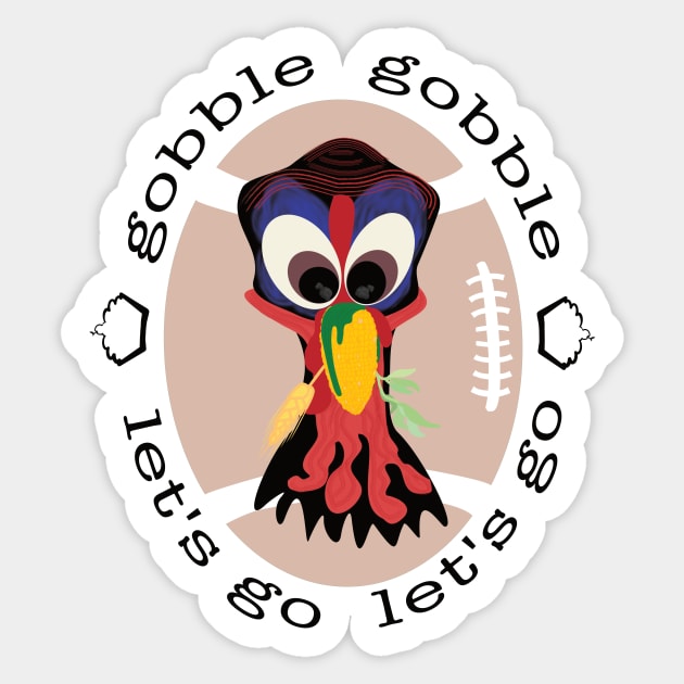 Thanksgiving turkey, gobble gobble Sticker by donamiart